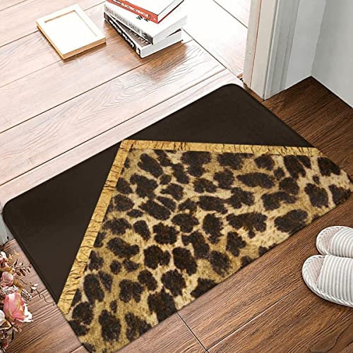 Strunt Badematte, schwarz-goldfarben, Leopardenmuster, Fußmatte, waschbar, rutschfest, Badezimmer-Fußmatten für vor der Badewanne, Duschraum, 40 x 60 cm
