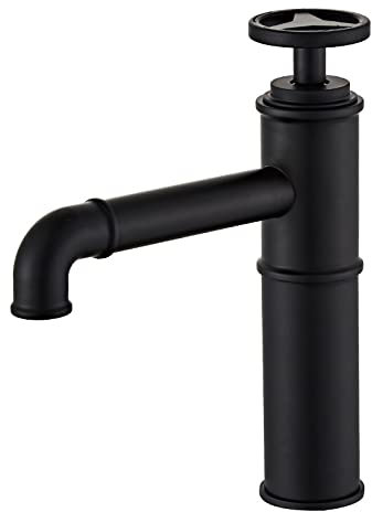 Mitigeur Vasque Robinet Fengshui Industriel Tout En Cuivre Noir, Robinet De Lavabo Rétro Rouge Chaud Et Froid, Robinet De Lavabo De Comptoir, Noir Court