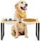 GUUSII HOME Porte Gamelle Chien Surélevée pour Grand Chien de Taille Moyenne Rehausseur Meuble Gamelle Gros Chiens avec 2 Bols en INOX Facile à Assembler Durable Support en Bambou (Couleur du Bois)