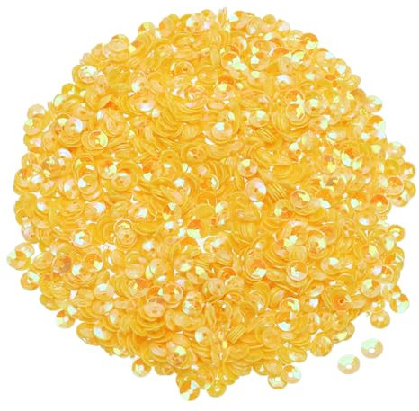 QUARKZMAN Lose Pailletten 4MM Glitzer Pailletten 3000 Stück Becher-Pailletten Stickerei-Pailletten für Schmuckherstellung Basteln Nähen, Gelb
