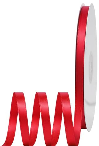 Satinband Rot 6mm Breit Geschenkband Satin,91m Satinband Rot Fein Schleifenband Dekoband Seidenband Geschenkband Stoffband Geschenkband für Dekoration Handwerkskleid Hochzeit Geburtstag