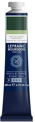 Lefranc Bourgeois 301831 Feine Ölfarbe in hervorragender Qualität,lichtecht mit gleichmäßige Konsistenz, 200ml Tube, ideal für Keilrahmen, Leinwand, Malkarton - Viridian