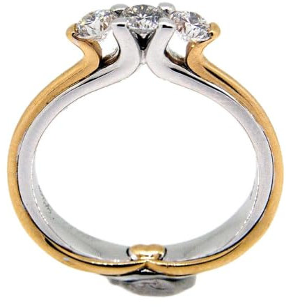 POLELLO Anello trilogy in oro 18k bianco e rosa
