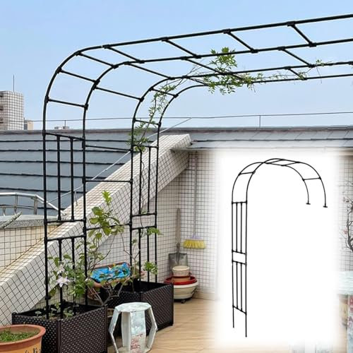 Arco per Rose A Mezza, Arco da Giardino Cornice di Vite Rosa, pergolato in Metallo con Traliccio ad Arco 60cm 90cm 120 cm 150cm W per Piante rampicanti, pergolato(Nero,W150xH240x40cm)