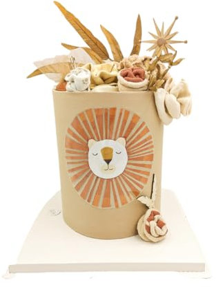 Windeltorte neutral beige I Neugeborenen Geschenk zur Baby Shower Party und Taufe I verpackt in Tortenbox mit Geschenkkarte