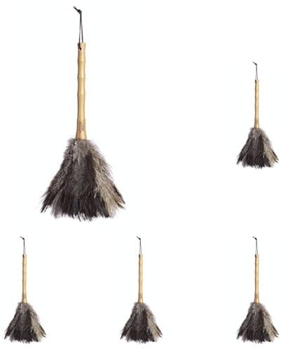 KitchenCraft Living Nostalgia Genuine Ostrich Feather Duster with Bamboo Handle, 40cm (Pack of 5)