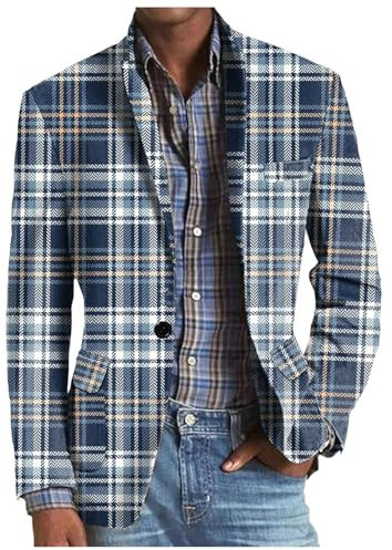 Sakko Blazer vintage à carreaux coupe ajustée élégante pour homme à rayures pour le printemps et l'automne Veste de costume pour les loisirs pour mariage et affaires, Noir-2, XL