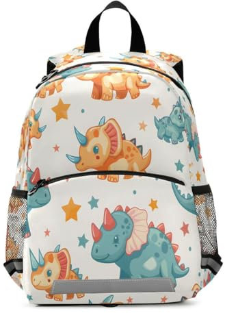 Mnsruu Niedlicher Triceratops Kinder-Rucksack, elementarer Kleinkindbeutel, Kindergarten, Vorschultasche für Mädchen, Jungen, Kinder, mehrfarbig, L