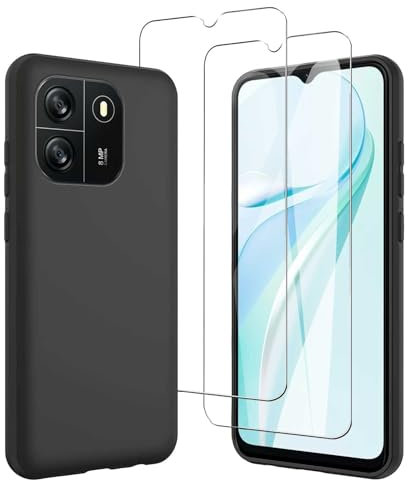 JDXHFF Coque Compatible avec Blackview Wave 6C (6.5) et 2 Pièces Verre trempé écran Film Protecteur - Noir Souple Silicone Étui Bumper Housse TPU Case Cover Black