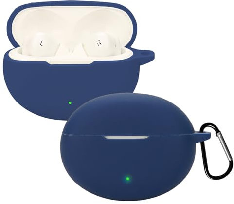 KUSINHOKA Custodia Compatibile con Oppo Enco Air 4 Pro, Cover Protezione in Silicone con Gancio Portachiavi, Morbido Antiurto Portatile Custodia Protettiva [Ricarica Wireless], Blu