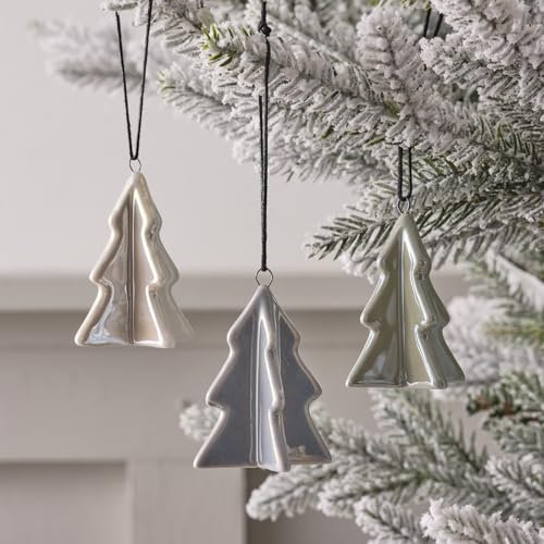 Lights4fun 3er Set Keramik Deko zum Aufhängen Weihnachtsdeko zum Aufhängen Weihnachts Deko Kinder Weihnachtsbaum Deko Christbaumschmuck Weihnachtsbaumschmuck