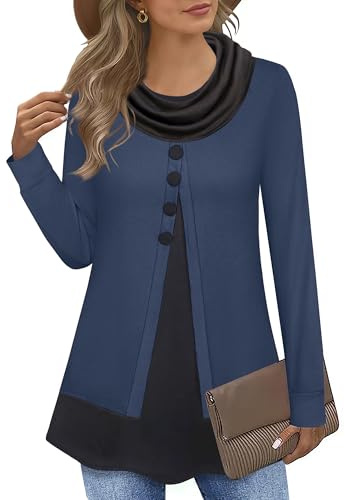 Datuhao Damen Pullover Lang Locker Winter Longpullover Damen Langarm Tunika Herbst Arbeit Pullover Modisch Stylisch Plissee Strick Pullis Business Hoodie Lange Sweatshirt Warm
