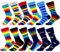 WeciBor Bunt Lustige Herren Socken, 12 Paar Regenbogen Gestreift, Größe 43-46
