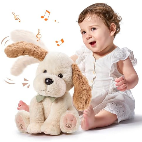TUMAMA Giocattoli Cane Che Balla e Ripete, Peluche Interattivo Cagnolino Parlante Ballerino, Elettronico Giocattolo Coccoloso, Copia Parlare + Orecchie ondulate + 6 Musica, Ballo Regali 2 3 4 5 6 Anni
