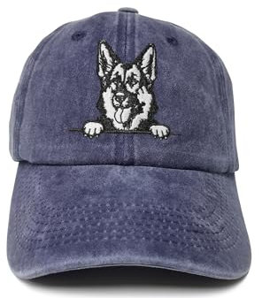 ZKFE Baseballmütze für Hundeliebhaber, Deutscher Schäferhund, marineblau, bestickt, verstellbar, Snapback-Baumwolle, Mütze und Kappe, Deutscher Schäferhund (Washed Navy Blue), Einheitsgr��e