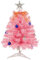 Uten Pink Mini Christmas Tree, 1.8ft/55cm Desktop Small Xmas Tree with 30 LED String Lights, Tree Topper Star Ornaments and Bow, 15 Christmas Balls for Desktop Christmas Decoration