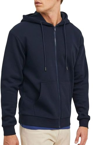 JACK & JONES Veste à capuche unie pour homme, Bleu marine (4385558), M