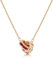 Linawe Collana con pietre preziose da donna rosso rubino, collana in acciaio inossidabile in oro rosa, set di collane di tendenza, catena con ciondolo in cristallo portafortuna, gioielli in rame