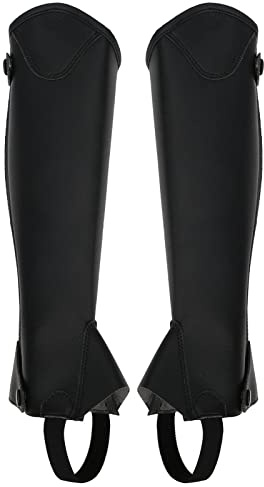 equlup Reiten Reiten Halb Chap, 1 Paar Superfaser PU Leder Halbhöfungsreiten Verstellbarer Kinder Halb -Kap -Unisex -Beinkörperschutzgeräte für Kinder (CL)