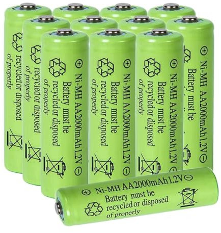 12 Stück AA 2000mAh Akkus 1,2V, NI-MH AA Akku Wiederaufladbar, 1.2Volt Doppelt A NiMH Langlebige Vorgeladene Batterie für Solar Outdoor Garten Landschaftsbau Leuchten Laterne Haushal, etc, Grün