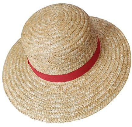 Générique Chapeau De Paille Luffy | Chappeau De Cosplay Luffy Anime | Cadeau de paille d'été jaune de fête costumée réutilisable pour les fans, hommes, femmes