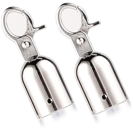 2 stabile Endkappen aus Edelstahl mit Haken-Designs zum Verbinden und Begrenzen von Seilen im Freien für den täglichen Gebrauch