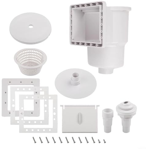 HEIBTENY Above Ground Pool Wall Mount Skimmer 6-Inch Cut Design Face Debris Filtration System with Vacuum Plate and Hose Adapter