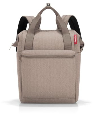 reisenthel allrounder R herringbone mokka – Rucksack und Tragetasche in einem – Mit Stecklasche für Reisetrolleys