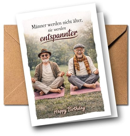 Lustige Geburtstagskarte für Männer & Opas – witzige Opa Motive zum Geburtstag, humorvolle Klappkarte A6 mit Umschlag, Geburtstagskarte für Vater, Opa, Kollegen und Freunde (Yoga Opas)