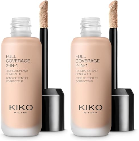 KIKO Milano Full Coverage 2-In-1 Foundation & Concealer 37 Cr05, 2-In-1-Foundation Mit Concealer, Hohe Deckkraft (Packung mit 2)