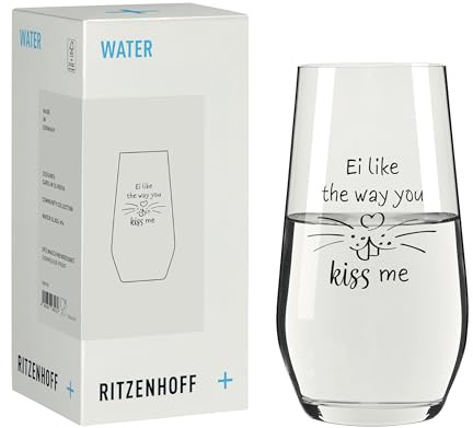 RITZENHOFF 8383002 Wasserglas 425 ml, Ostern von Carolin Oliveira – mit Schriftzug „Ei like the way you kiss me – Made in Germany