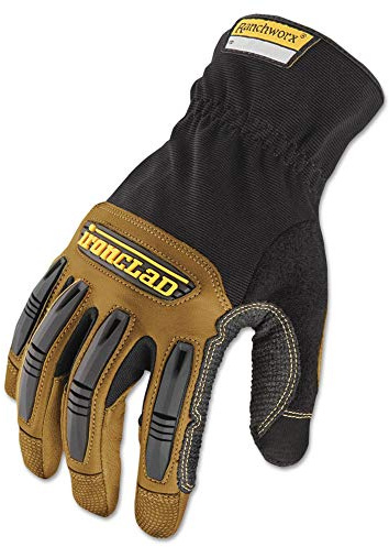 Ranchworx Leather Gloves, Black/Tan, Large