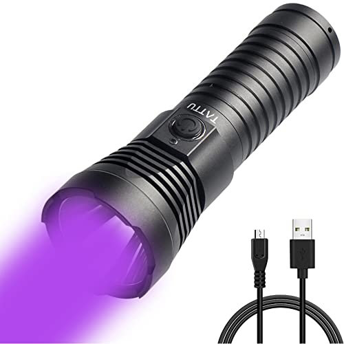 TATTU U3 UV Lampe de Poche 395nm Rechargeable Noir Lumière 10W Ultra-violet LED avec Câble de Charge Micro USB