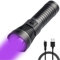 TATTU U3 Linterna UV 395nm Luz Ultravioleta recargable 10W Lámpara negra LED con Cable de Carga micro USB