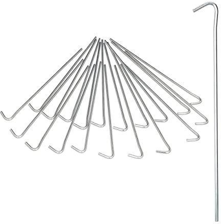 Relaxdays, 22 cm, Plateado Set de 20 piquetas para Camping, Anclaje para Tiendas de campaña, Acero