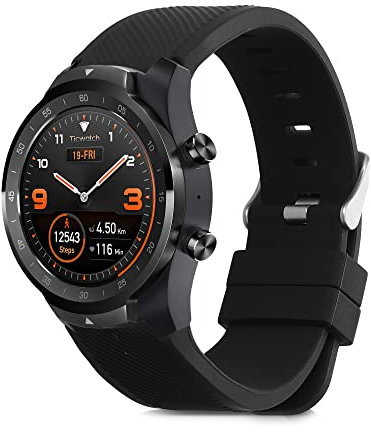 kwmobile Bracelet compatible avec Ticwatch Pro Smartwatch bracelet - Bracelet de rechange pour fitness tracker en TPU - noir