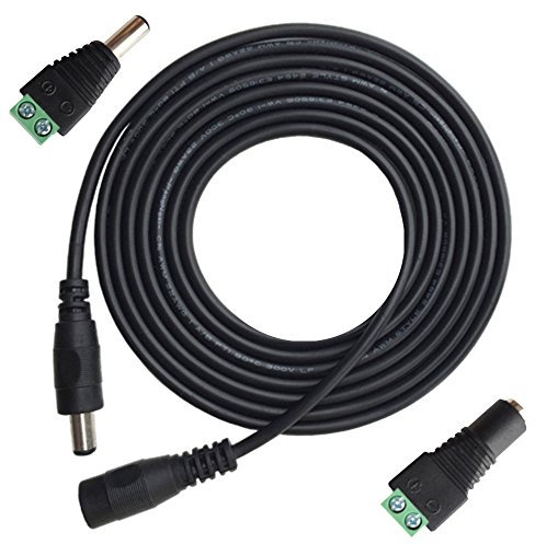 DZYDZR DC 12V Verlängerungskabel 5m 5,5 x 2,1mm Hohlstecker Buchse 22AWG Kupferdraht + 1 Paar 2,1mm DC Stecker Männlich und Weiblich