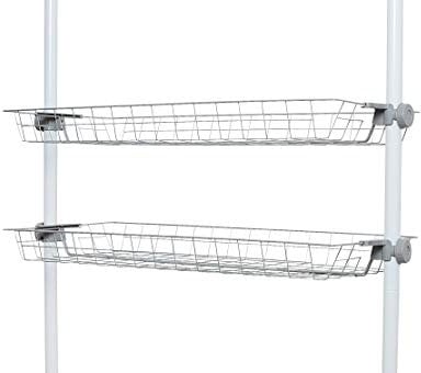 WENKO Aufbewahrungskorb Herkules, 2er Set Ergänzungs-Korb für individuell verstellbares Ordnungssystem, Ablage als Erweiterung zum Teleskop-System Herkules, 94 x 8 x 38 cm, aus Metall in Grau