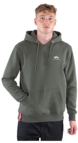 Alpha Industries Herren Basic Hoody Small Logo Kapuzensweat Kapuzenpullover, Dark Olive, L