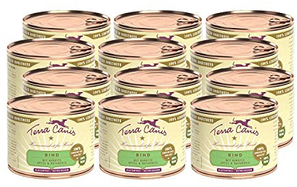 Terra Canis Rind, Karotte & Naturreis - Classic Nassfutter, 12x200g I Premium Hundefutter in 100% Lebensmittelqualität Aller Rohstoffe I Reichhaltig & gesund, allergen - & getreidearm, glutenfrei