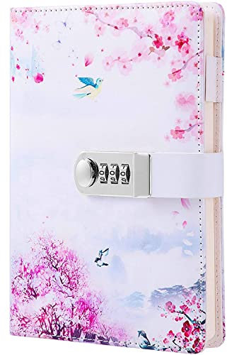 ZXHQ Tagebuch mit Zahlenschloss PU Leder Schreiben Reisetagebuch Passwort Notizbuch A5 A5:8.5*5.9*1 Pink