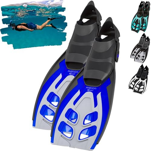 Khroom Flossen Erwachsene Gr. 36-47 - Hochwertig, Made in Italy, Schwimmflossen zum Schnorcheln & Tauchen, Unisex verstellbare Schnorchelflossen / Taucherflossen Damen & Herren (Dunkelblau, 36-41)