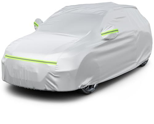 Favoto Bâche Voiture Exterieur Housse de Protection PEVA Couverture Imperméable Auto, Ouverte Latérale pour Cabine, Doublure en Coton Respirant Anti UV Neige Poussière pour SUV Compact 465x185x160cm