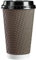 Comfy Package [16 oz. - 470 ml - 50 Sets] Insulated Brown Patterned Ripple Paper Hot Coffee Cups With Lids (Lids Color May Vary) - Ideal for Hot Beverages, Travel, and Office Use