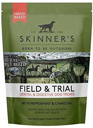 Skinner's Field & Trial Dog Treats - Dental & Digestive with Peppermint & Charcoal, 90g x 8 Pouches