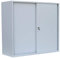Schiebetürenschrank voll verschweißt Schiebetüren Büro Aktenschrank Sideboard aus Stahl grau 1090 x 1200 x 450 mm (Höhe x Breite x Tiefe) 550145