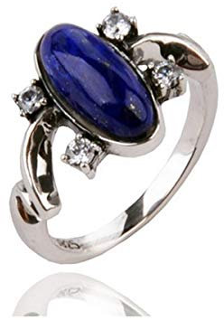 Mempire Elena Gilbert Ringe Katherine 925 Sterling Silber Ringe Damen Schmuck Blau Lapislazuli Ringe (K 1/2)