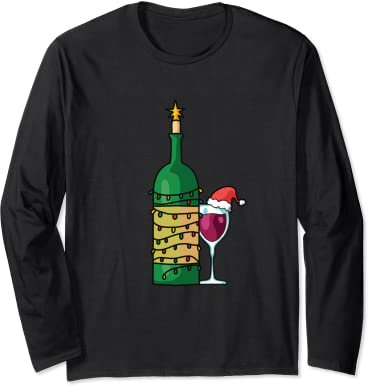 Bouteille de vin avec guirlandes lumineuses verre à vin avec Manche Longue