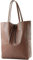 modamoda de T163 Damen Leder Shopper Schultertasche Large mit Innentasche handmade in Italy, Farbe:Braun2021