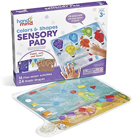 Learning Resources Tableta sensorial con Colores y Formas, Bolsa sensorial Reutilizable para niños, 16 Actividades para Practicar Las Habilidades motoras Finas, 24 Piezas de plástico, 3+